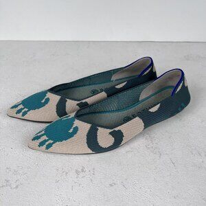 Rothy's the Point Moroccan Flats Teal Green Sz 10